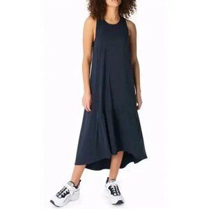 Sweaty Betty Dress Women's M Black Ace Racerback Ruffled Activewear Sporty Midi